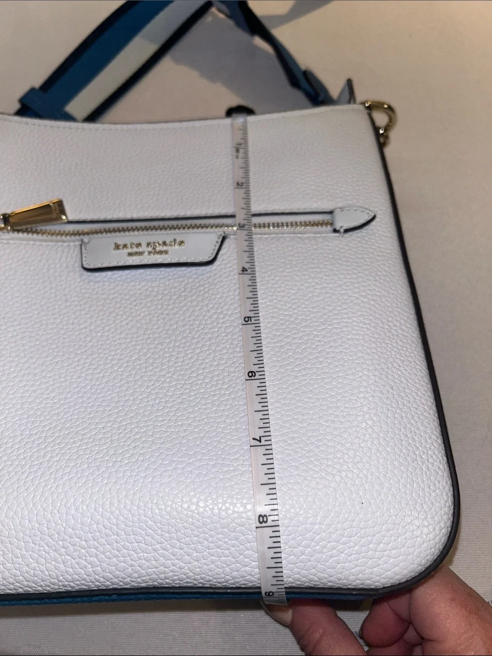 Kate Spade Blue two-toned Leather Crossbody Messenger Bag with Branded Strap